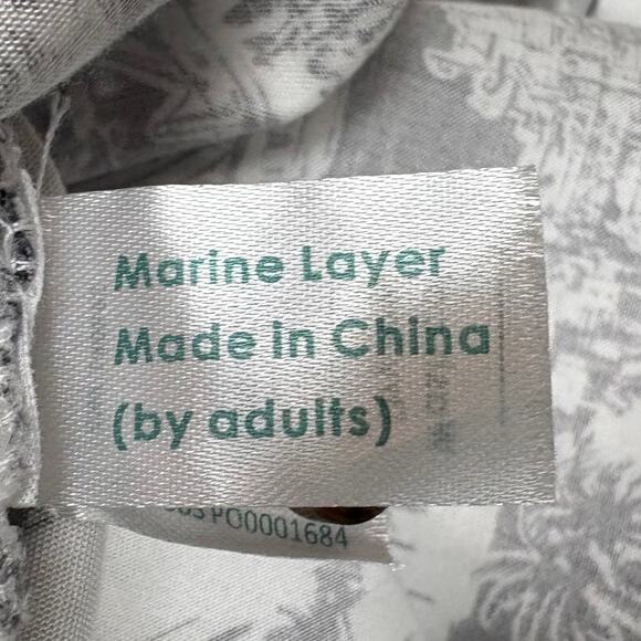 Marine Layer Camilla Dress Mini Button Front Lyocell Black White Foliage Small - Picture 6 of 14